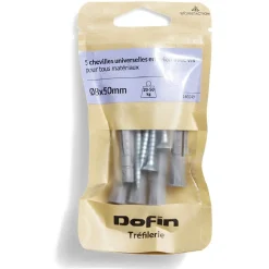 5 chevilles universelles en nylon tous matériaux avec vis - Ø8x50 mm^Gifi Discount