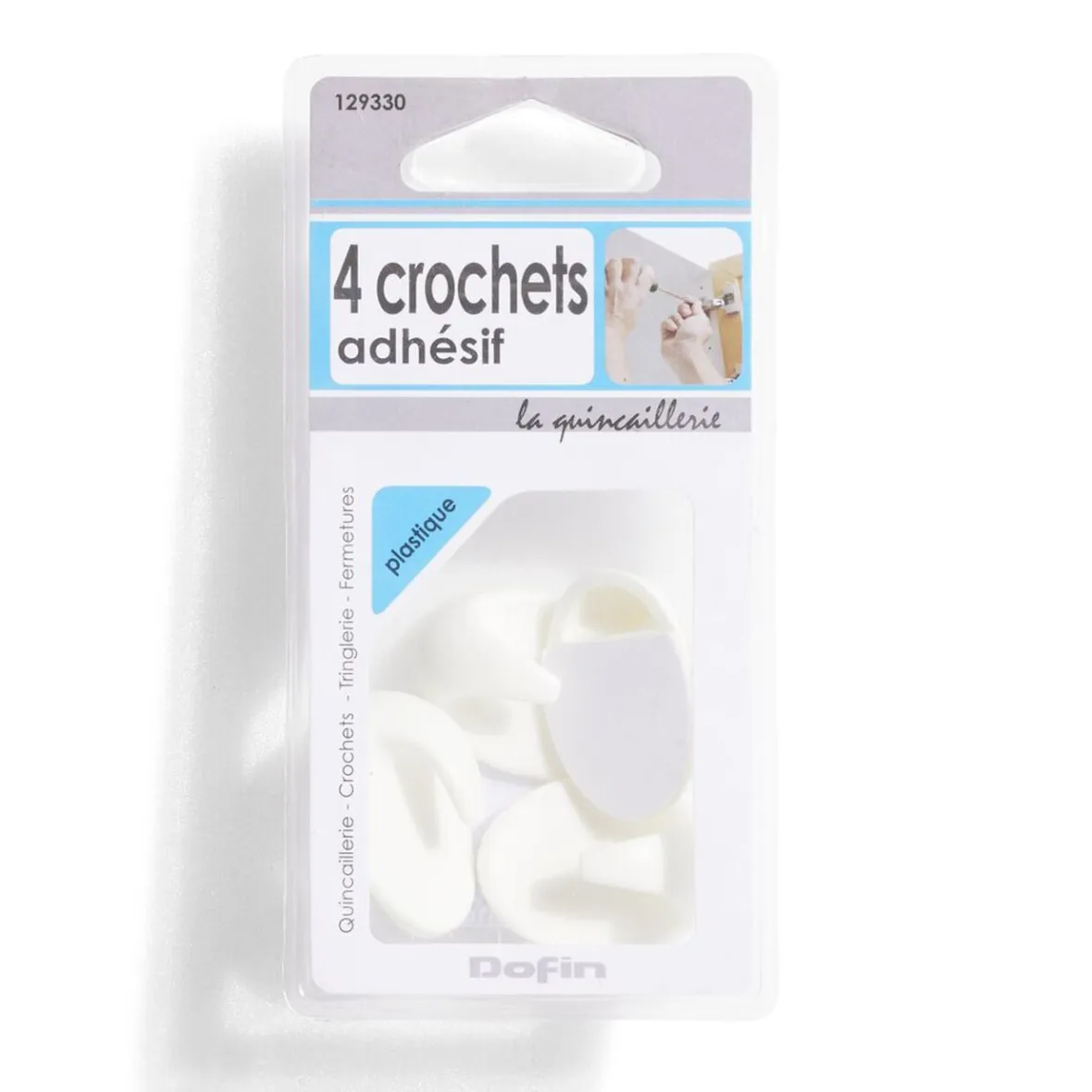 4 crochets adhésifs en plastique blanc^Gifi Online