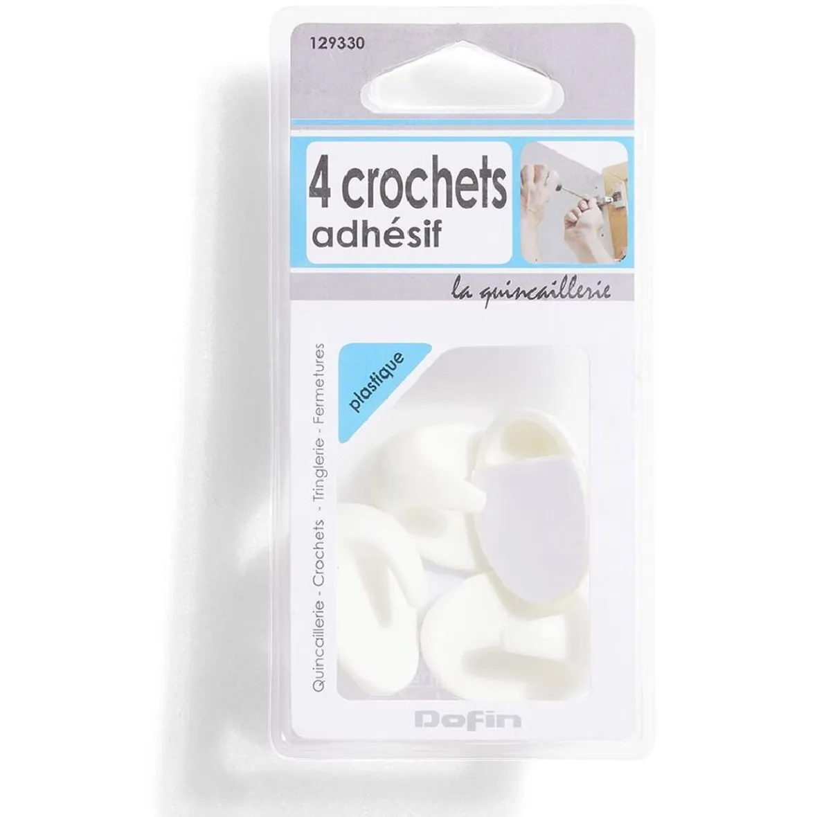 4 crochets adhésifs en plastique blanc^Gifi Online