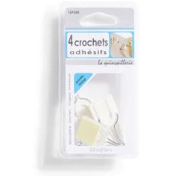 4 crochets adhésifs en plastique avec pointe métal - 30x25 mm^Gifi Outlet