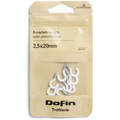 8 crochets ouverts en acier plastifié blanc - 2,5x20 mm^Gifi Outlet