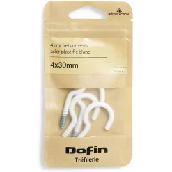 8 crochets ouverts en acier plastifié blanc - 4x30 mm^Gifi Discount