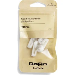 4 crochets pour béton plastique blanc - 30 mm^Gifi Discount