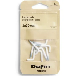 8 gonds à vis acier plastifié blanc - 3x30mm^Gifi Best