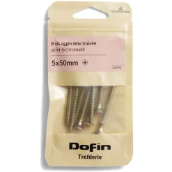 8 vis agglo tête fraisée acier bichromaté - 5x50 mm^Gifi Hot