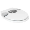 Abattant WC blanc design Zen galet gris avec frein de chute^Gifi