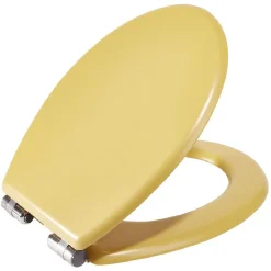 Abattant WC bois jaune curry avec frein de chute déclipsable réglable^Gifi New
