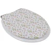 Abattant WC bois motif floral avec frein de chute déclipsable réglable^Gifi Discount