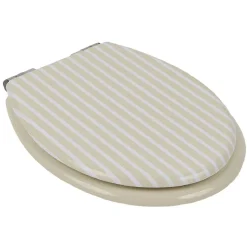 Abattant WC bois motif rayé avec frein de chute déclipsable réglable^Gifi Online