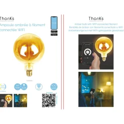 Ampoule bulbe ambrée à filament connectée E27 40 W^Gifi Online