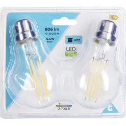 Ampoule LED filament B22 A60 806lms x2^Gifi New
