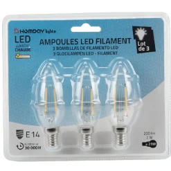 Ampoule LED filament clair 20W culot E14 Homday Lights x 3^Gifi Hot