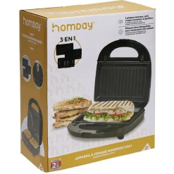 Gifi Petit Électroménager^Appareil à croque monsieur 3en1 gaufre et grill 750W