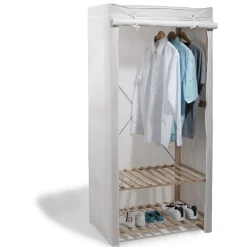 Best Armoire dressing en bois et housse coton Rangement