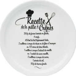 Gifi Vaisselle Et Accessoires De Table^Assiette à crêpes porcelaine décor recette noir blanc