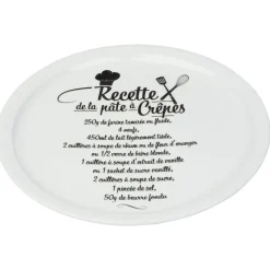 Gifi Vaisselle Et Accessoires De Table^Assiette à crêpes porcelaine décor recette noir blanc