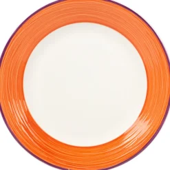 Gifi Vaisselle Et Accessoires De Table^Assiette à dessert blanche à bord orange et violet