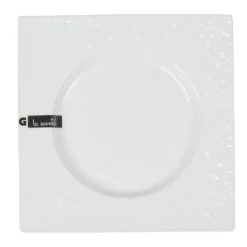 Gifi Vaisselle Et Accessoires De Table^Assiette à dessert blanche carrée intérieur rond