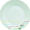 Gifi Vaisselle Et Accessoires De Table^Assiette à dessert blanche décor lignes multicolores