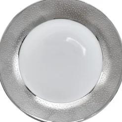 Gifi Vaisselle Et Accessoires De Table^Assiette à dessert blanche contour argenté