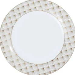 Gifi Vaisselle Et Accessoires De Table^Assiette à dessert blanche bordure rayons doré