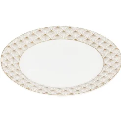 Gifi Vaisselle Et Accessoires De Table^Assiette à dessert blanche bordure rayons doré