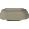 Gifi Vaisselle Et Accessoires De Table^Assiette à dessert carré en grès taupe et blanche