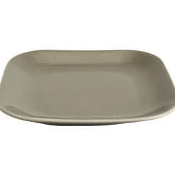 Gifi Vaisselle Et Accessoires De Table^Assiette à dessert carré en grès taupe et blanche