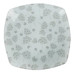 Gifi Vaisselle Et Accessoires De Table^Assiette à dessert carrée blanche fleur pissenlit gris