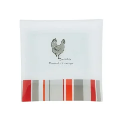 Gifi Vaisselle Et Accessoires De Table^Assiette à dessert carrée design poule