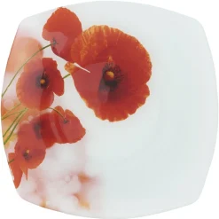 Gifi Vaisselle Et Accessoires De Table^Assiette à dessert carrée motif coquelicot