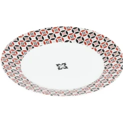 Gifi Vaisselle Et Accessoires De Table^Assiette à dessert collection folk gris rouge