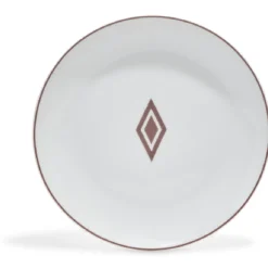 Gifi Vaisselle Et Accessoires De Table^Assiette à dessert décor gris avec liseré rouge