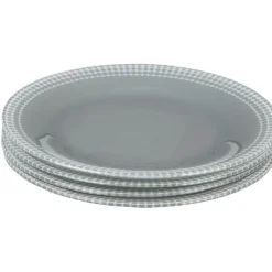 Gifi Vaisselle Et Accessoires De Table^Assiette à dessert Dotty gris et blanc bord à pois x4