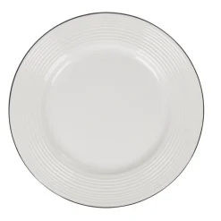 Gifi Vaisselle Et Accessoires De Table^Assiette à dessert en faïence ronde blanche relief bord noir