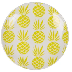 Gifi Vaisselle Et Accessoires De Table^Assiette à dessert en faïence motif ananas blanc et jaune