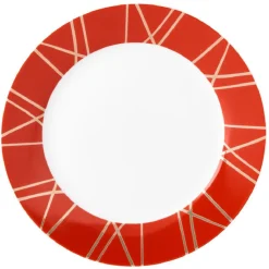 Gifi Vaisselle Et Accessoires De Table^Assiette à dessert en porcelaine rouge détail doré