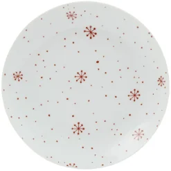 Gifi Vaisselle Et Accessoires De Table^Assiette à dessert en porcelaine motif flocon rouge