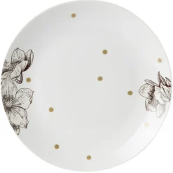 Gifi Vaisselle Et Accessoires De Table^Assiette à dessert en porcelaine blanche motif végétal marron