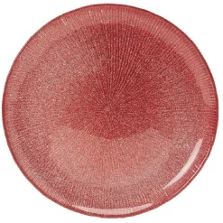 Gifi Vaisselle Et Accessoires De Table^Assiette à dessert en verre strié rouge