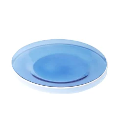 Gifi Vaisselle Et Accessoires De Table^Assiette à dessert en verre bleu bord blanc Ø20cm