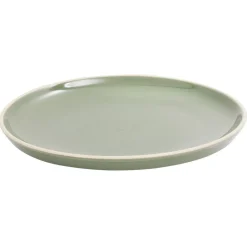 Gifi Vaisselle Et Accessoires De Table^Assiette à dessert faïence vert avec liseré crème