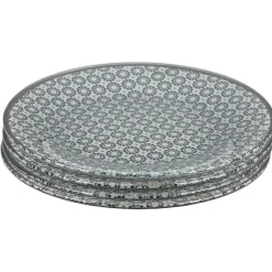 Gifi Vaisselle Et Accessoires De Table^Assiette à dessert Micro blanc et noir fleurs à pois x4