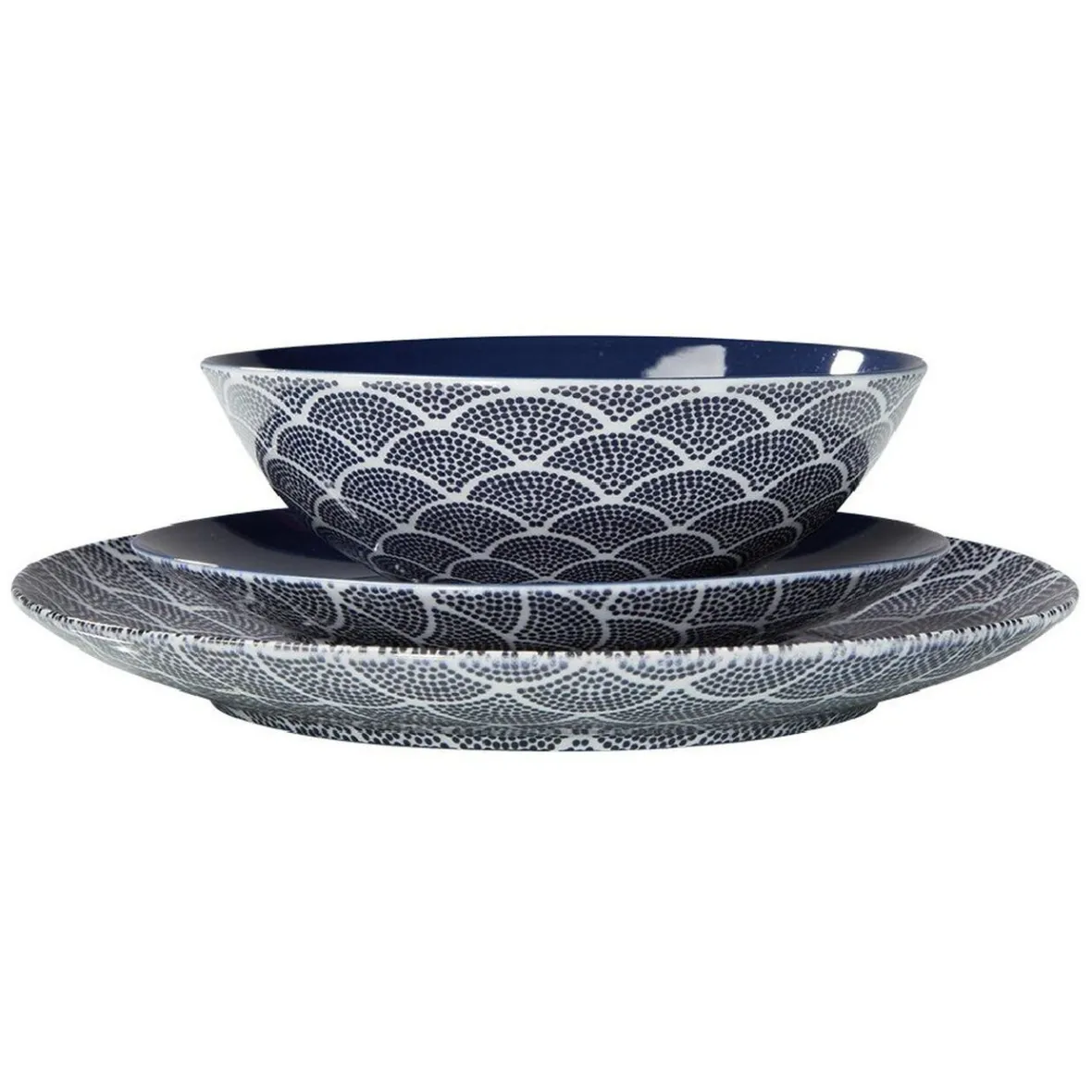Gifi Vaisselle Et Accessoires De Table^Assiette à dessert motif vague japonaise bleue et blanche