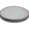 Gifi Vaisselle Et Accessoires De Table^Assiette à dessert Oreige décor trèfles à bord rouge x4