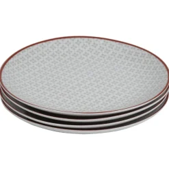 Gifi Vaisselle Et Accessoires De Table^Assiette à dessert Oreige décor trèfles à bord rouge x4