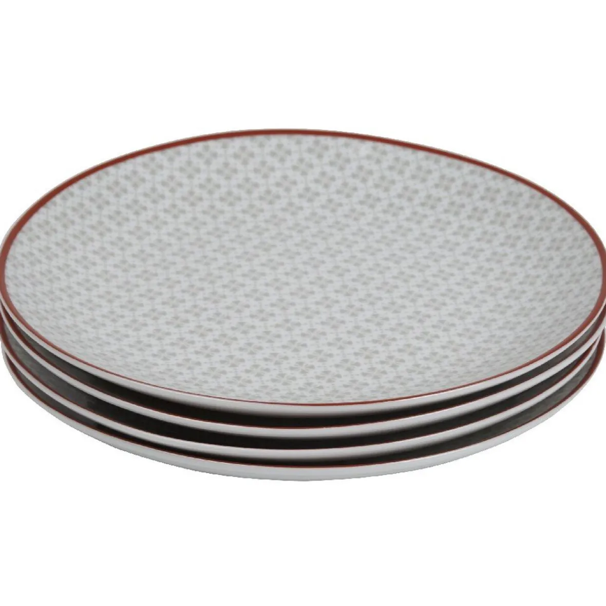 Gifi Vaisselle Et Accessoires De Table^Assiette à dessert Oreige décor trèfles à bord rouge x4