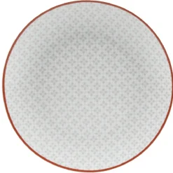 Gifi Vaisselle Et Accessoires De Table^Assiette à dessert Oreige décor trèfles à bord rouge x4