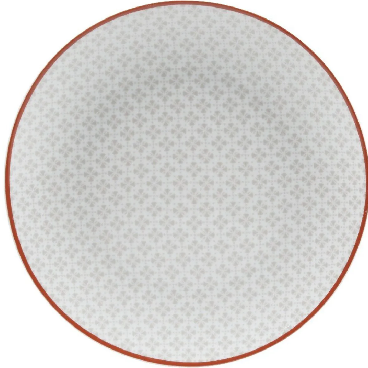 Gifi Vaisselle Et Accessoires De Table^Assiette à dessert Oreige décor trèfles à bord rouge x4