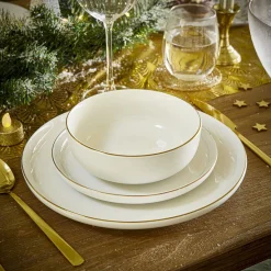 Gifi Vaisselle Et Accessoires De Table^Assiette à dessert Oslo blanche bord doré Ø19cm
